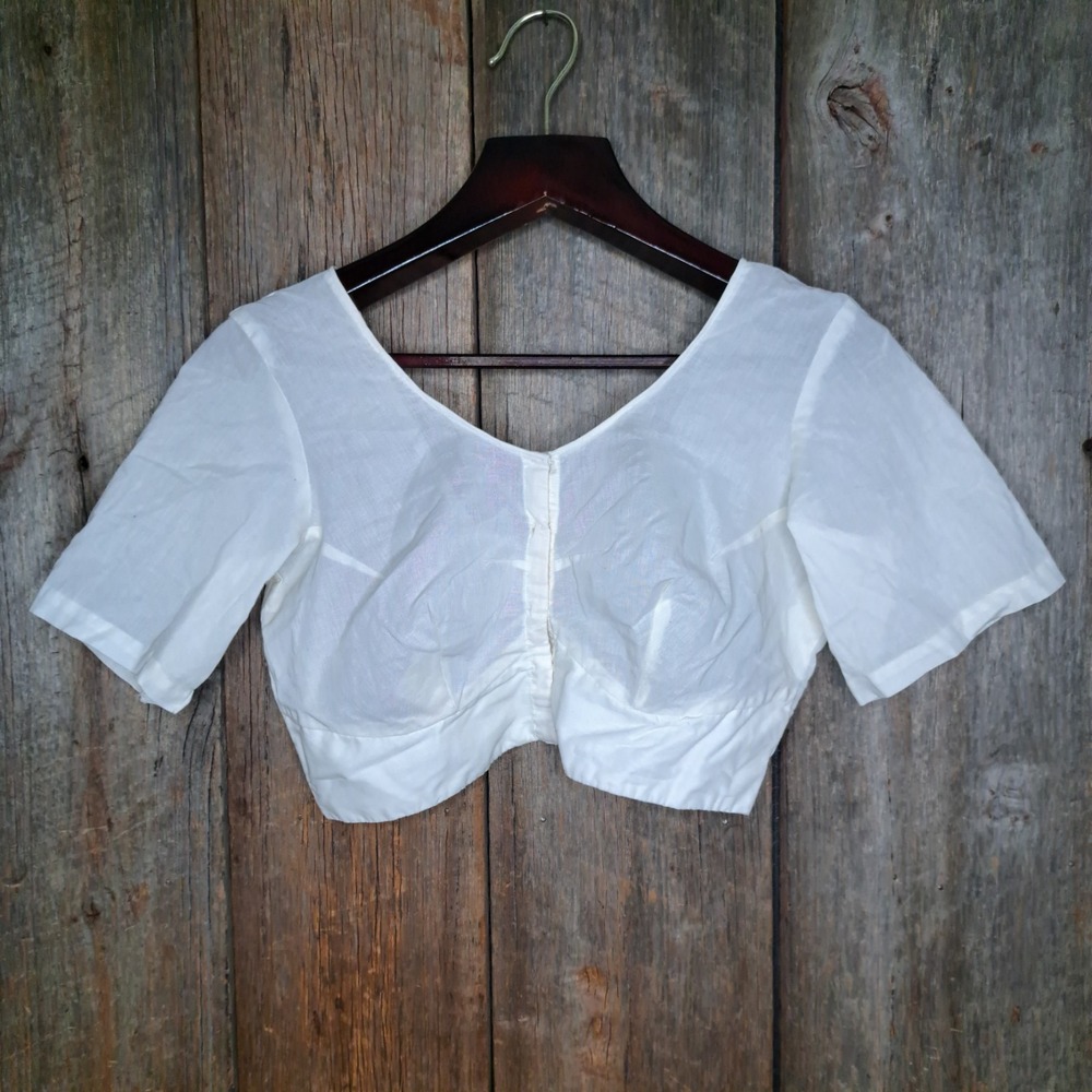 Cottagecore Romantic Rustic Saree Cropped Blouse White Chamayam Women's Small